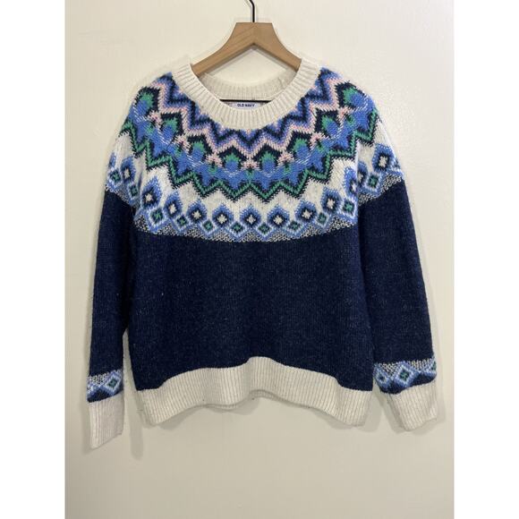 Nordic Scandi Lopapeysa Wool Blend Sweater L Chunky Knit Cottagecore Cozy - Picture 1 of 13